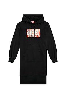 442【美品】DIESEL ディーゼル 本革 切替スウェットワンピース 黒 M ディーゼル 袖切替レザースウェットワンピース フェード 膝丈
